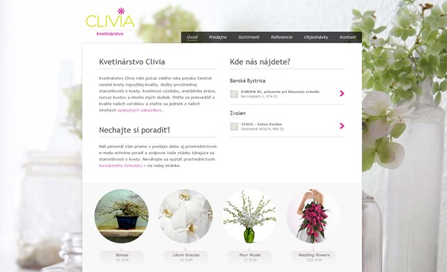 Kvetinárstvo Clivia - návrh na redesign webu