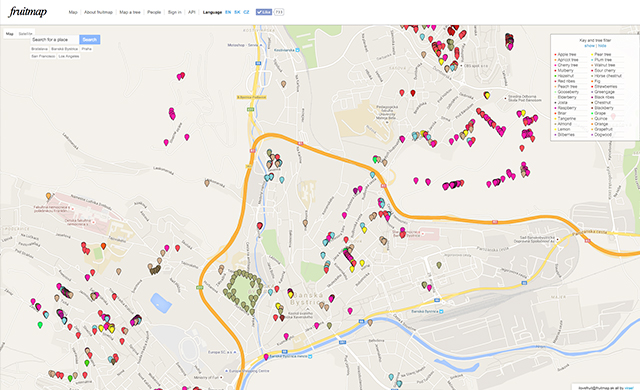 Mapa verejne prístupných ovocných stromov